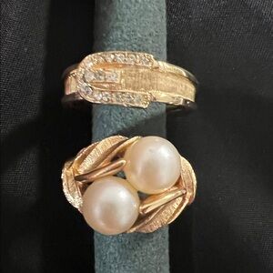 Avon Cocktail and Rhinestone Buckle Rings - Vintage